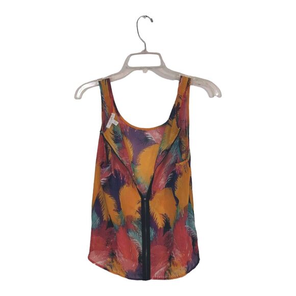 Delia's Women's Sheer Tank Top Feather Print Colorful Sleeveless  Size Medium - Picture 3 of 12